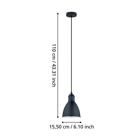 Priddy Pendant Light Black