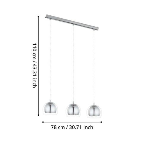 Rocamar Pendant 3 Light Bar - Chrome