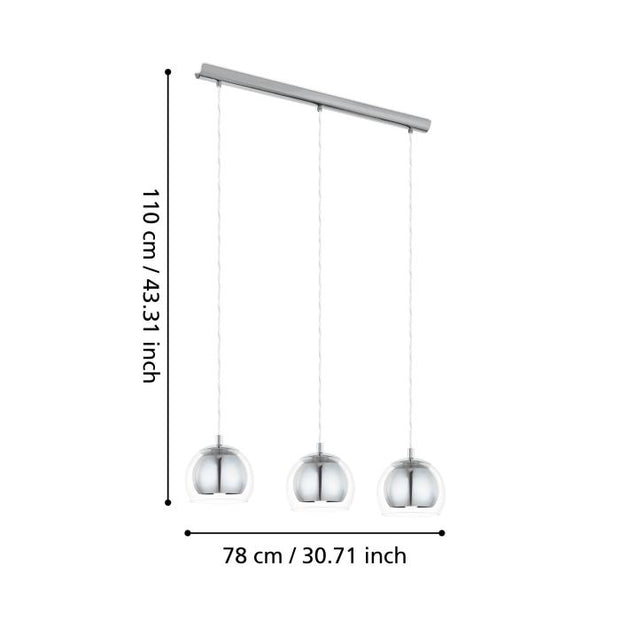 Rocamar Pendant 3 Light Bar - Chrome