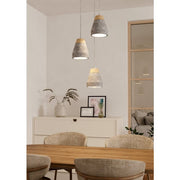Tarega 3 Light Grey Concrete with wood Pendant