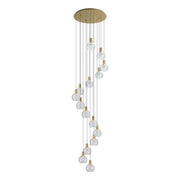Terque 15x5.4w LED 3000K Brushed Brass and Glass Dimmable Spiral Pendant