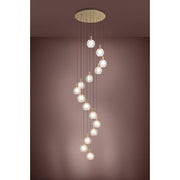 Terque 15x5.4w LED 3000K Brushed Brass and Glass Dimmable Spiral Pendant