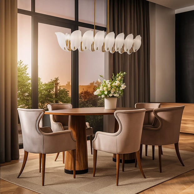 MONTE 16 Light Brass with Frost Glass Leave Rectangle E14 Pendant