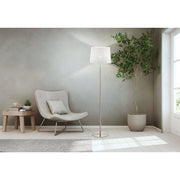 Hambleton Satin Nickle Floor Lamp with White Shade