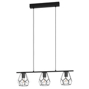 Mardyke 3 Light Bar Pendant Black and Glass
