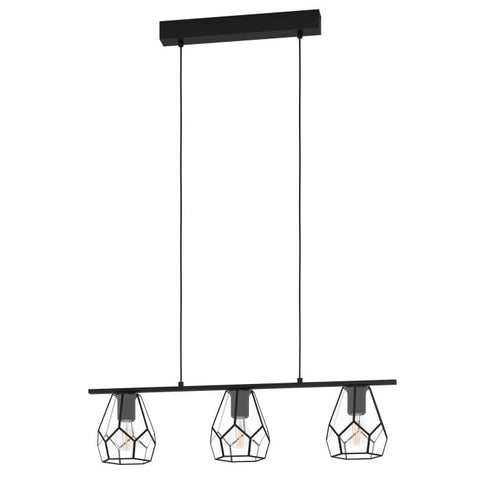 Mardyke 3 Light Bar Pendant Black and Glass