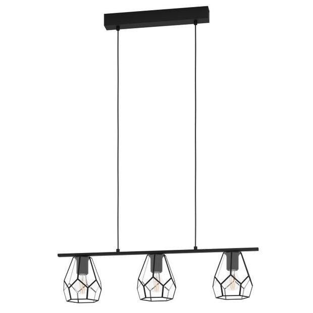 Mardyke 3 Light Bar Pendant Black and Glass