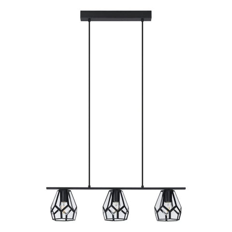 Mardyke 3 Light Bar Pendant Black and Glass
