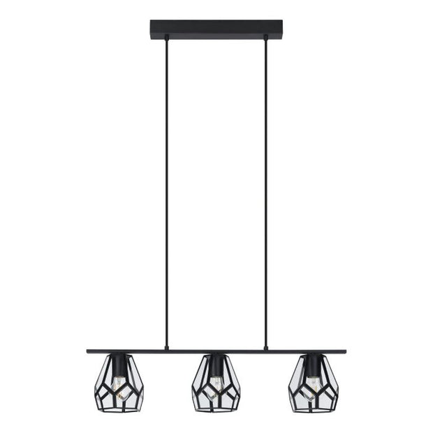 Mardyke 3 Light Bar Pendant Black and Glass