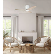 Seacliff 44 Inch White/Light Oak DC Ceiling Fan with 15w LED Tri Colour with ABS Blades