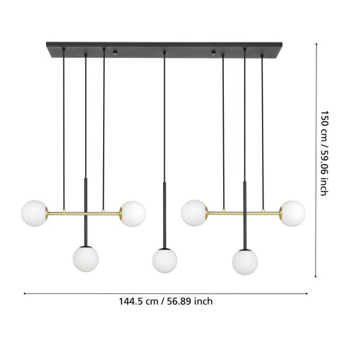 Paz 7 Light E14 Pendant Black/Brass