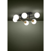 Paz 6 Light E14 Close to Ceiling Light Black/Brass