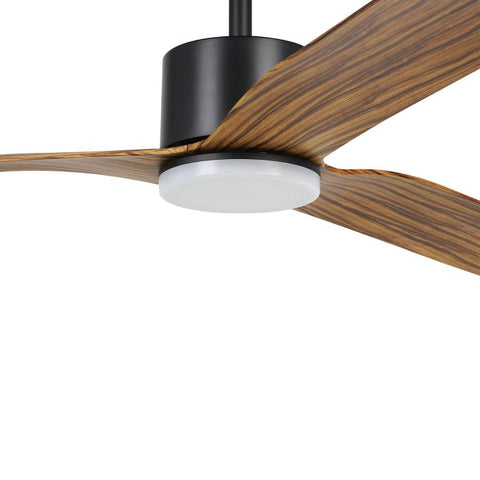 Iluka 60 Inch Black DC Ceiling Fan with Wooden ABS Blades with 18w LED Tri Colour