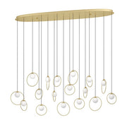 Portocolom 17x3w LED 3000k Oblong Pendant Brass