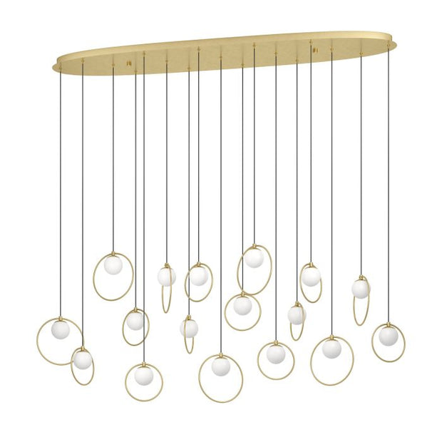 Portocolom 17x3w LED 3000k Oblong Pendant Brass