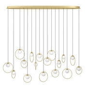 Portocolom 17x3w LED 3000k Oblong Pendant Brass