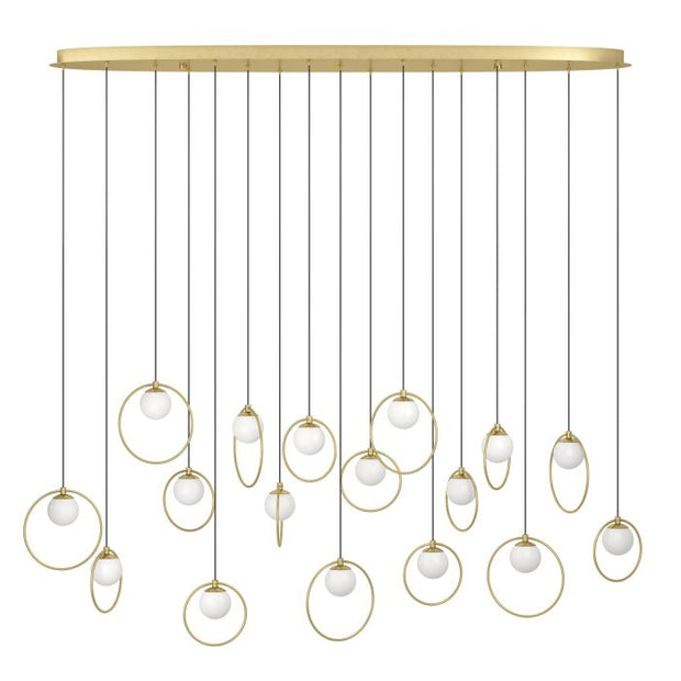 Portocolom 17x3w LED 3000k Oblong Pendant Brass