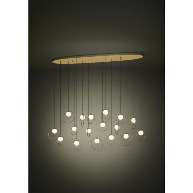 Portocolom 17x3w LED 3000k Oblong Pendant Brass