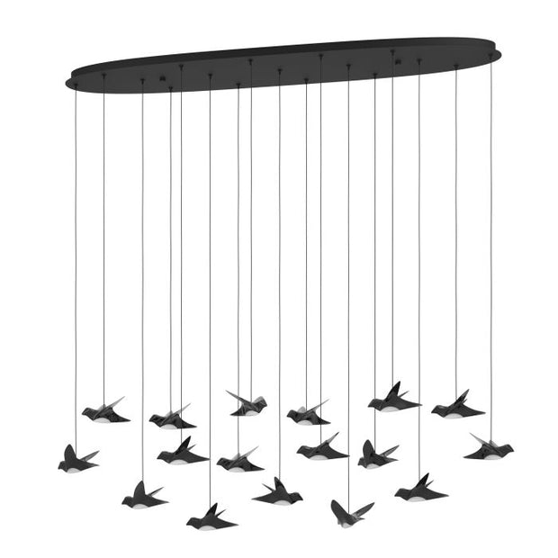 Paratebueno 17x3w LED 3000k Oblong Pendant Nickel Nero