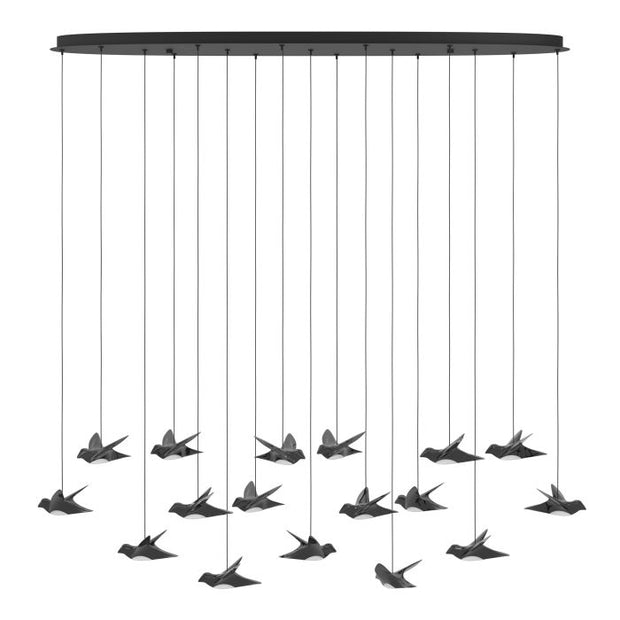 Paratebueno 17x3w LED 3000k Oblong Pendant Nickel Nero