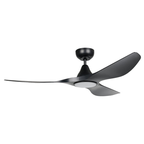 Surf 52 Inch DC Black Ceiling Fan with 20w LED Tri Colour