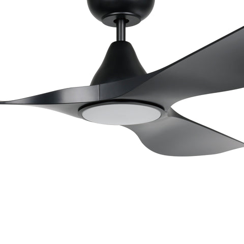 Surf 52 Inch DC Black Ceiling Fan with 20w LED Tri Colour
