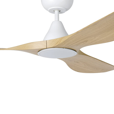 Surf 52 Inch DC White Ceiling Fan with Oak Blades with 20w LED Tri Colour