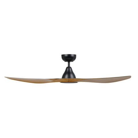 Surf 52 Inch DC Black Ceiling Fan with Teak Blades with 20w LED Tri Colour