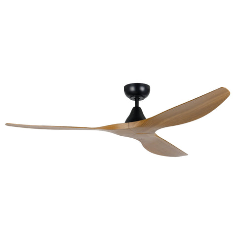 Surf 60 Inch DC Black Ceiling Fan with Teak Blades