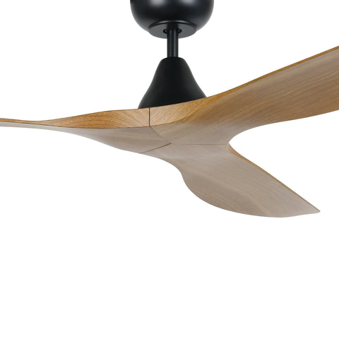 Surf 60 Inch DC Black Ceiling Fan with Teak Blades