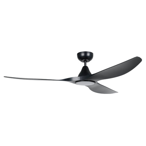 Surf 60 Inch DC Black Ceiling Fan with 20w LED Tri Colour