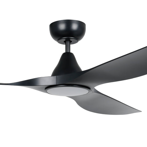 Surf 60 Inch DC Black Ceiling Fan with 20w LED Tri Colour