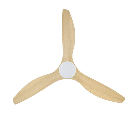 Surf 60 Inch DC White Ceiling Fan with Oak Blades with 20w LED Tri Colour