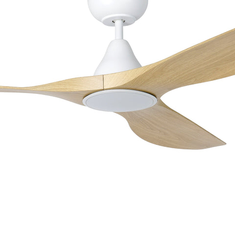 Surf 60 Inch DC White Ceiling Fan with Oak Blades with 20w LED Tri Colour