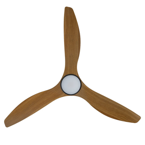 Surf 60 Inch DC Black Ceiling Fan with Teak Blades with 20w LED Tri Colour