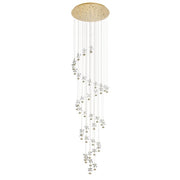 Pianopoli 3 40 Light LED 3000K Brass and Clear Glass Dimmable Spiral Pendant