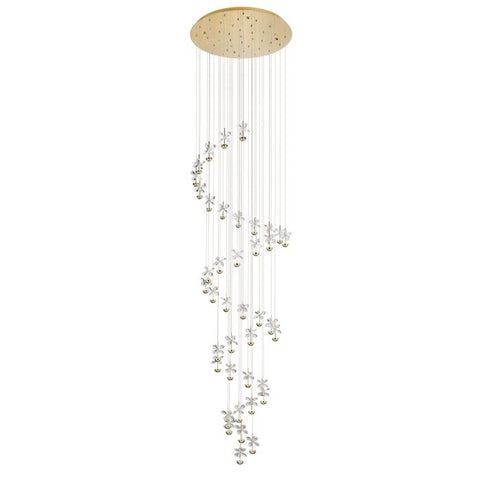Pianopoli 3 40 Light LED 3000K Brass and Clear Glass Dimmable Spiral Pendant