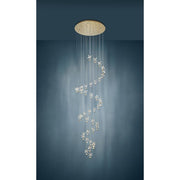 Pianopoli 3 40 Light LED 3000K Brass and Clear Glass Dimmable Spiral Pendant