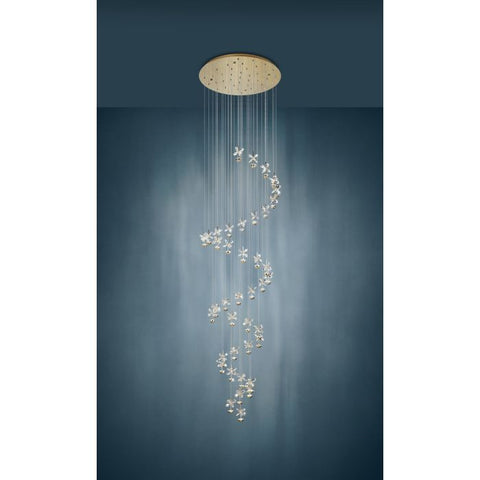 Pianopoli 3 40 Light LED 3000K Brass and Clear Glass Dimmable Spiral Pendant