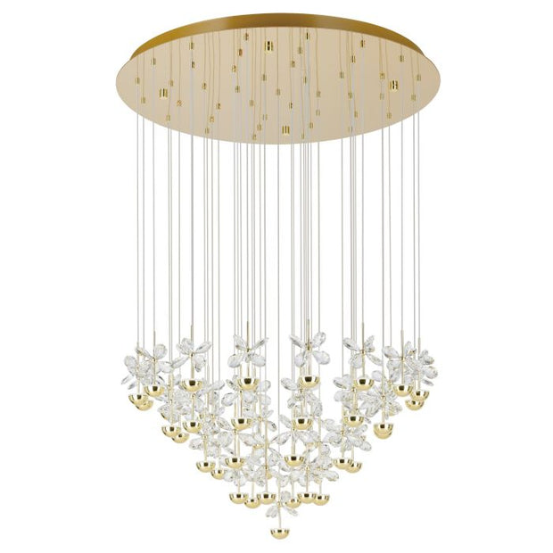 Pianopoli 3 43 Light LED 3000K Brass and Clear Glass Dimmable Pendant