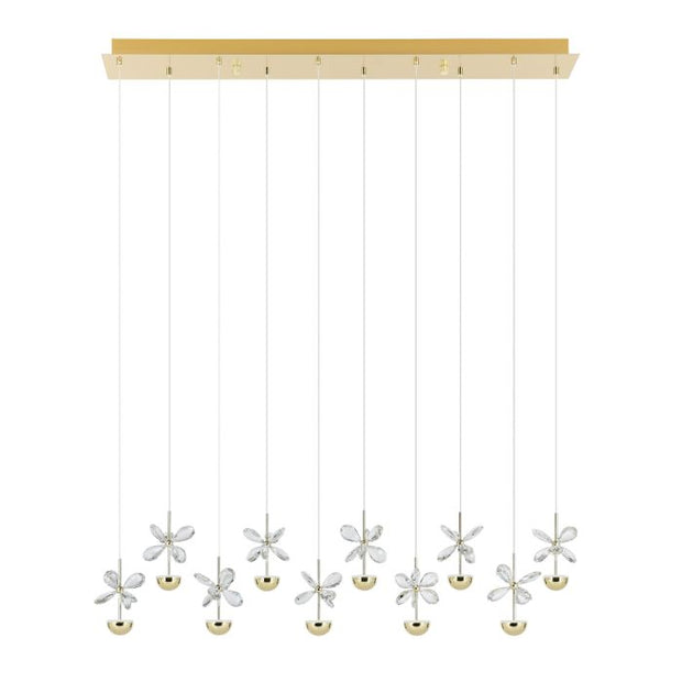 Pianopoli 3 10 Light LED 3000K Brass and Clear Glass Dimmable Bar Pendant