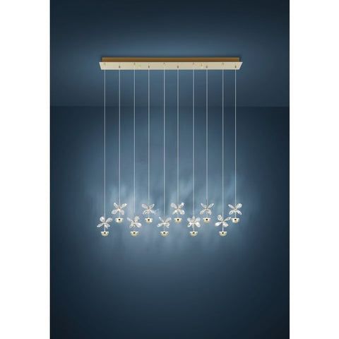 Pianopoli 3 10 Light LED 3000K Brass and Clear Glass Dimmable Bar Pendant