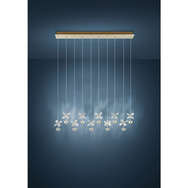 Pianopoli 3 10 Light LED 3000K Brass and Clear Glass Dimmable Bar Pendant