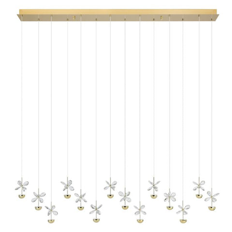 Pianopoli 3 14 Light LED 3000K Brass and Clear Glass Dimmable Bar Pendant