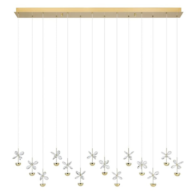 Pianopoli 3 14 Light LED 3000K Brass and Clear Glass Dimmable Bar Pendant