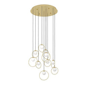 Portocolom 10x3w LED 3000k Round Pendant Brass