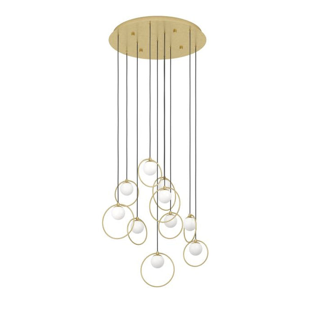 Portocolom 10x3w LED 3000k Round Pendant Brass