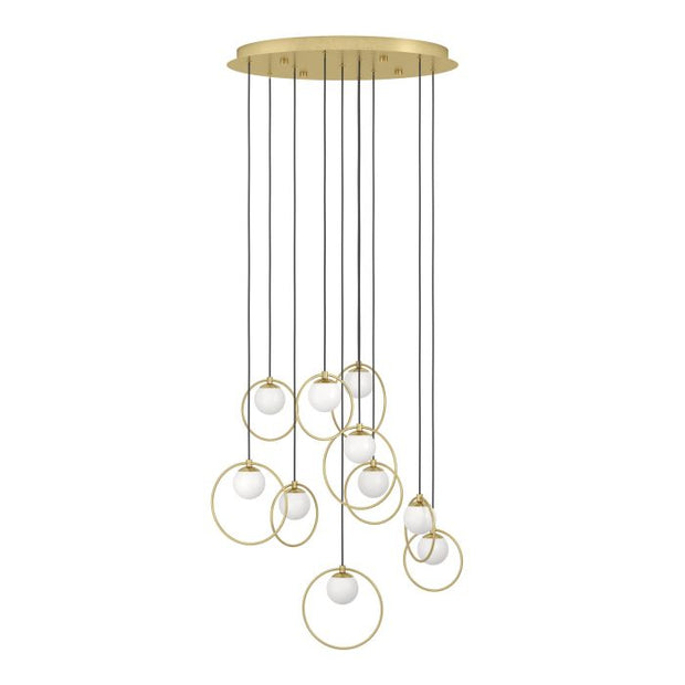 Portocolom 10x3w LED 3000k Round Pendant Brass