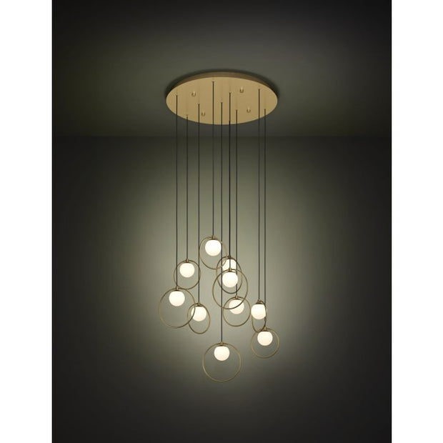 Portocolom 10x3w LED 3000k Round Pendant Brass