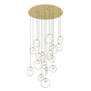 Portocolom 17x3w LED 3000k Round Pendant Brass